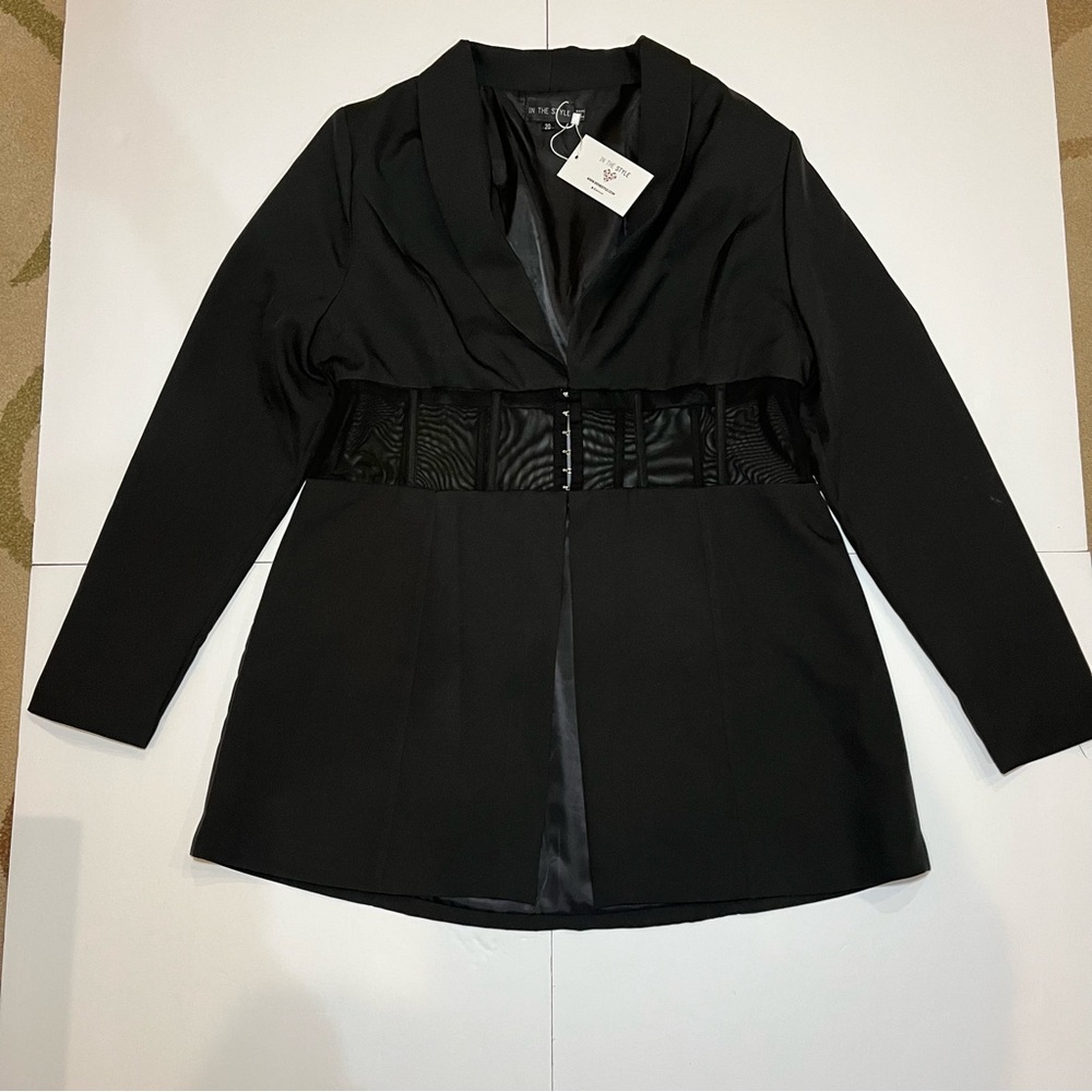 NWT Black Corset Blazer Womens UK 20 “In the Style” Plus Size